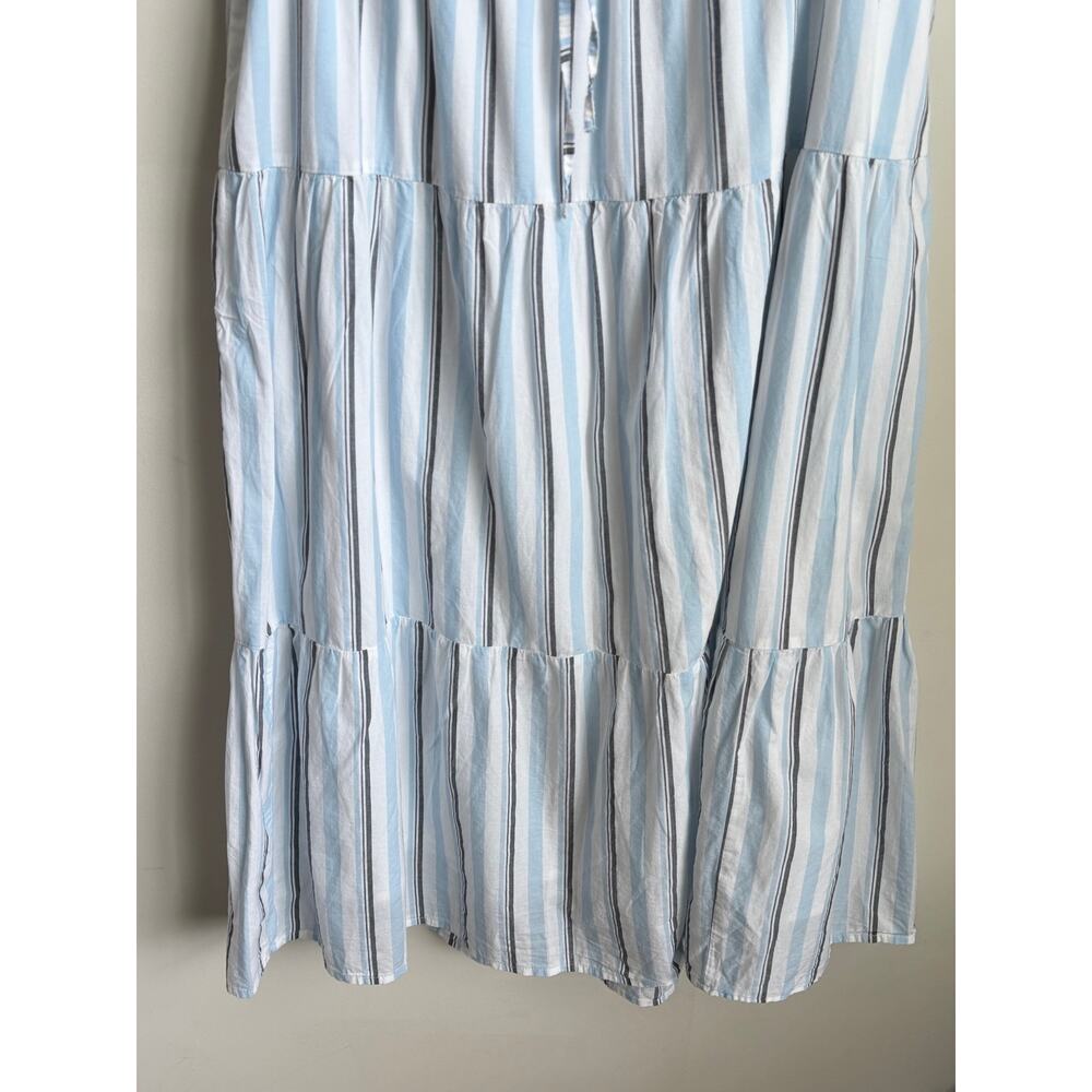 J. Crew Striped Paper-Bag Tiered A-Line Midi Skirt White Glazed Sky Antiq Large - Picture 4 of 10